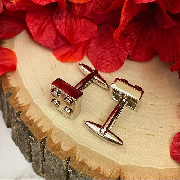 Vintage Silver Lego Inspired Square Cufflinks - Picture 12 of 16